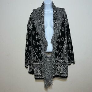 IMMAGINI Wool Alpaca Viscos Acrylic Blend Sweater With Fringe Size Small